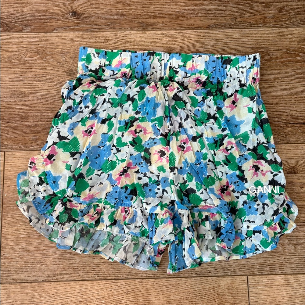 Ganni Floral Women's Shorts - Blue and Green